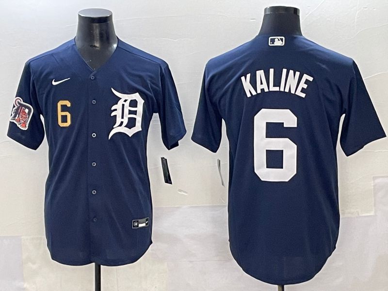 Men 2025 Detroit Tigers 6 Kaline Dark Blue Game Nike MLB Jersey style 2
